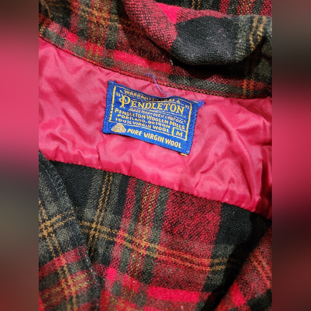Pendleton Firesode Red And Black Plaid Shirt Wool… - image 2